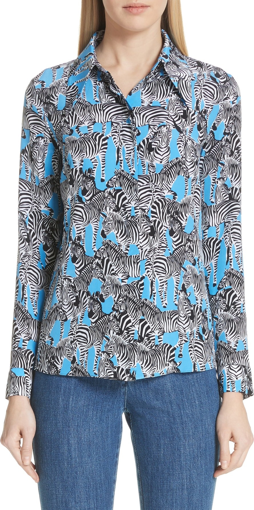 Michael Kors Zebra Print Crêpe de Chine Blouse