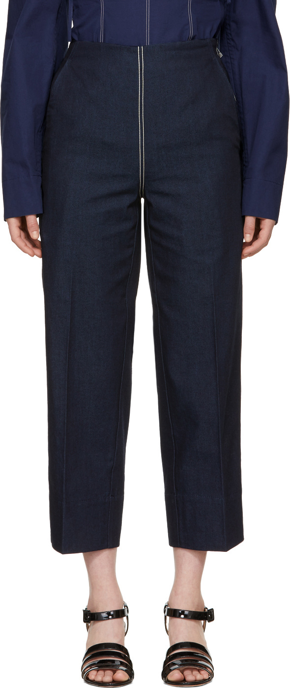 Cedric Charlier Blue Front Zip Jeans