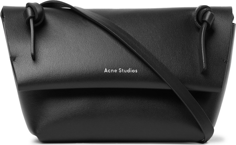 Acne Studios Mini Logo-Print Leather Messenger Bag