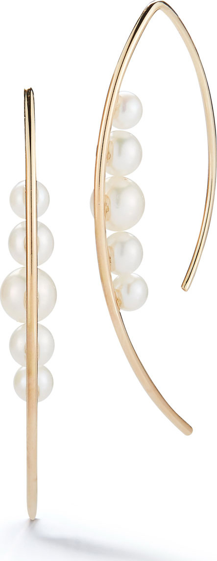 Mizuki 14l Five-Pearl Marquise Hoop Earrings