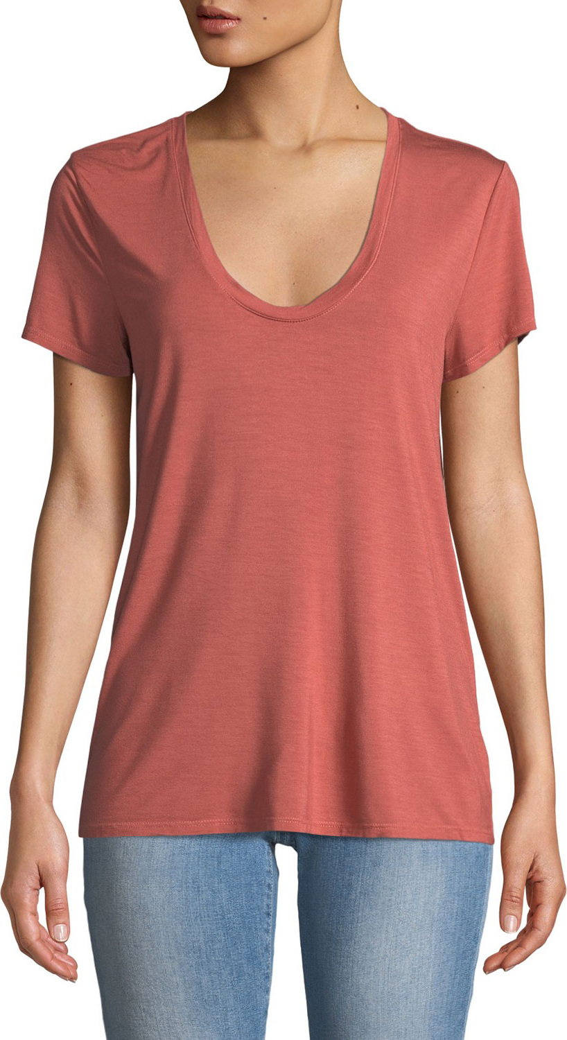 Splendid U-Neck Jersey Short-Sleeve Top