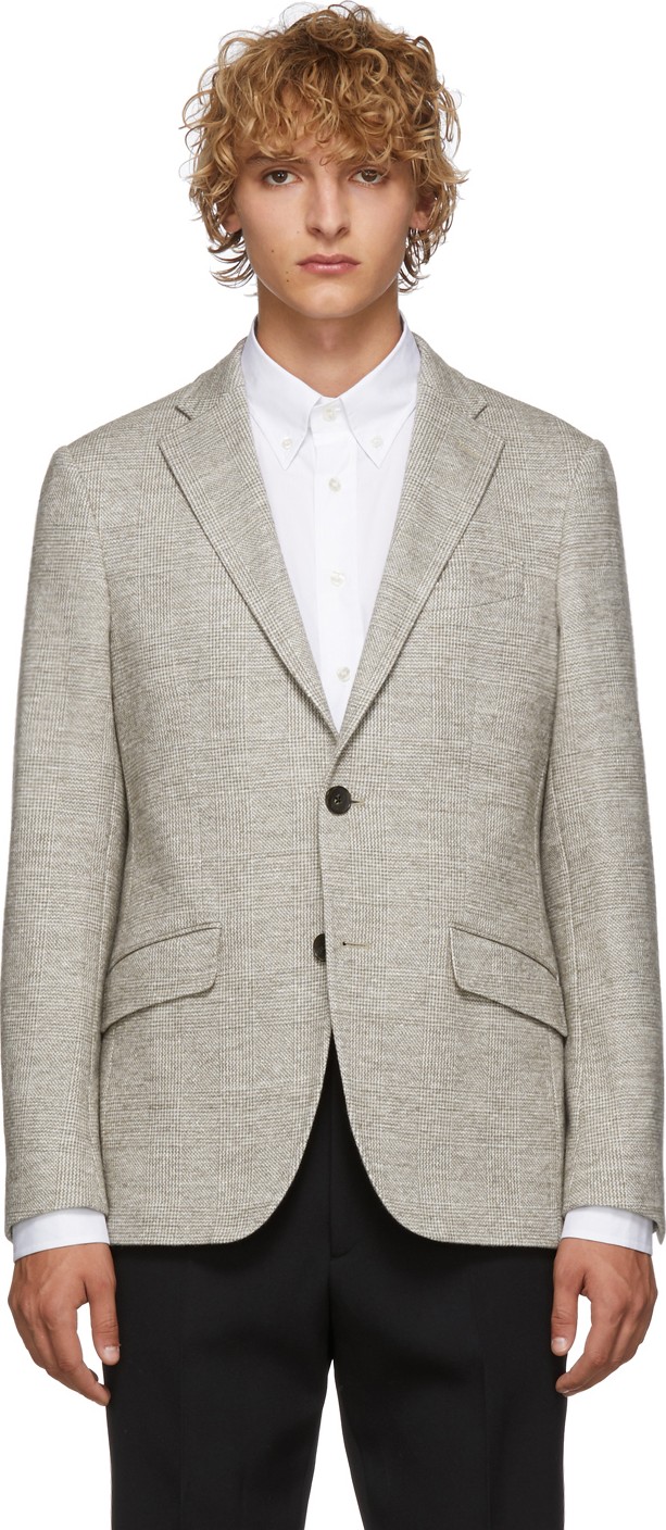 Etro Beige Prince Of Wales Jersey Blazer