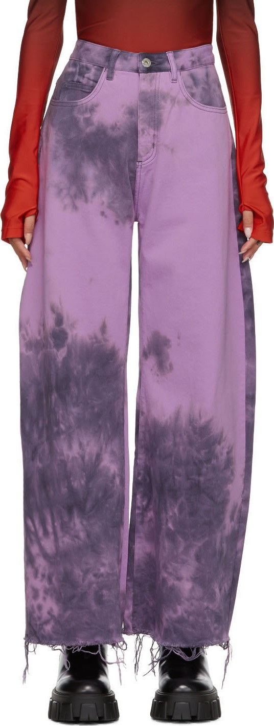 Marques'Almeida Purple Tie-Dye Boyfriend Jeans
