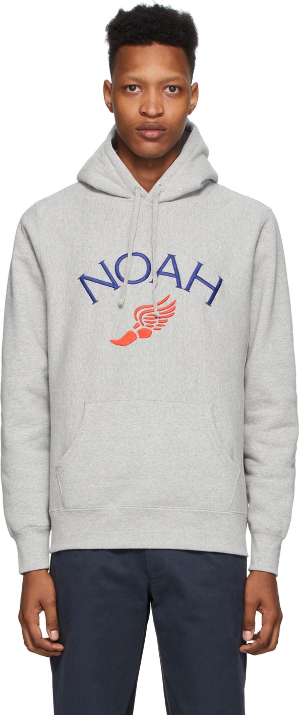 Noah NYC Grey Winged Foot Hoodie