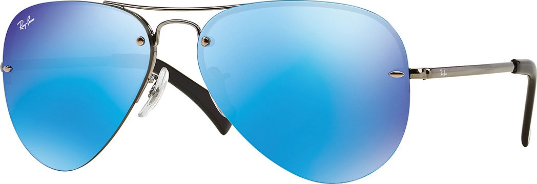 Ray Ban Rimless Mirrored Iridescent Aviator Sunglasses