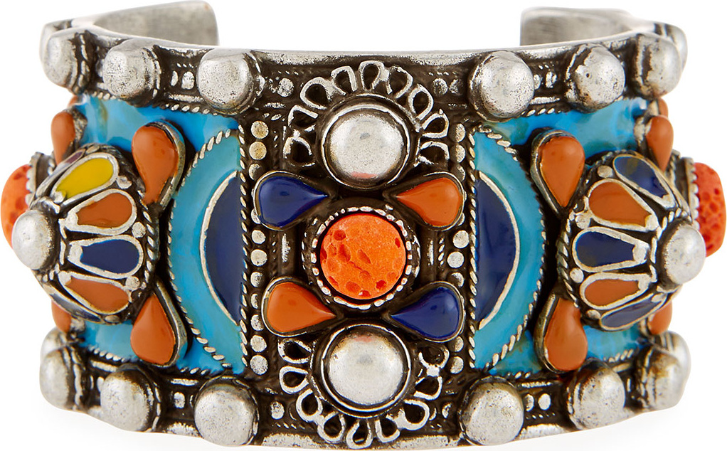 Saint Laurent Marrakech Enameled Wide Cuff Bracelet
