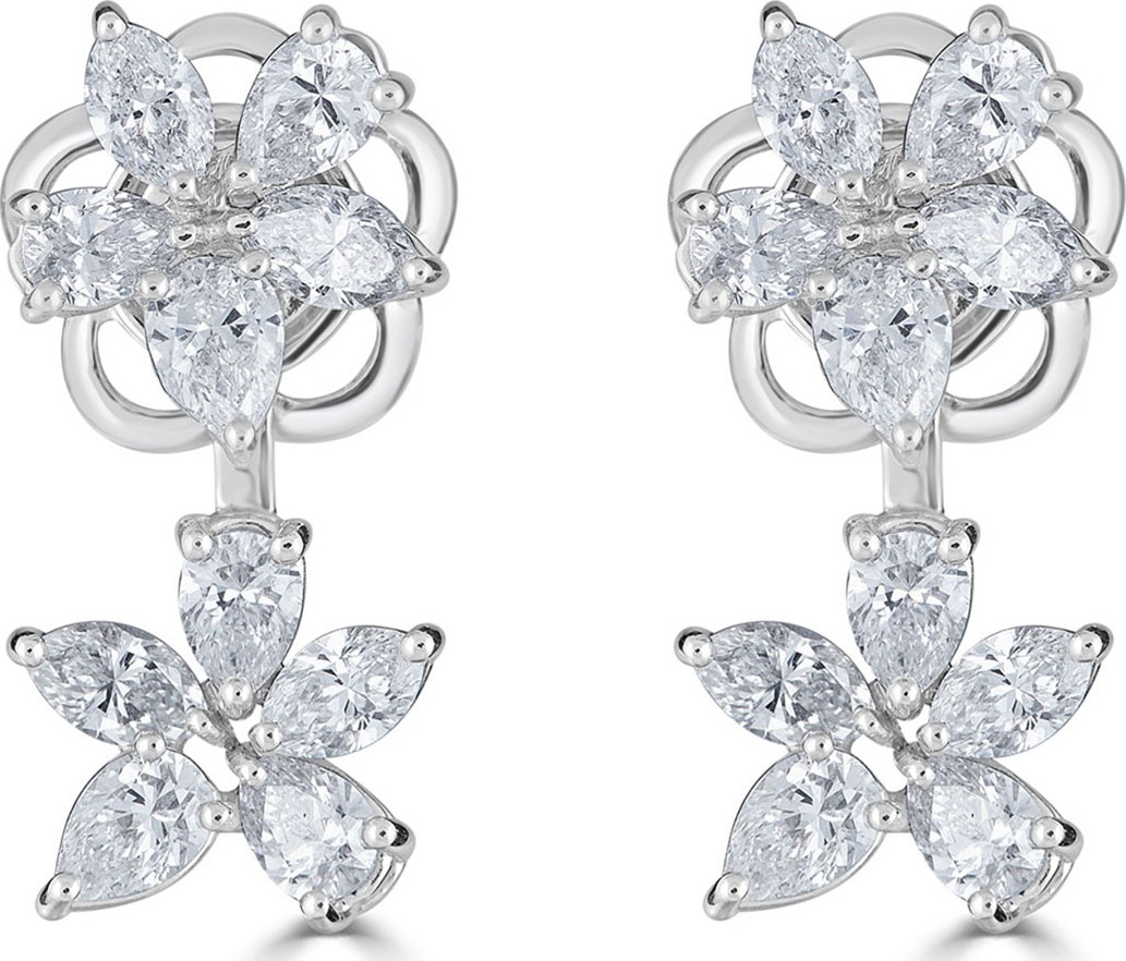 ZYDO 18k Luminal Diamond Flower Earrings, 3.96tcw