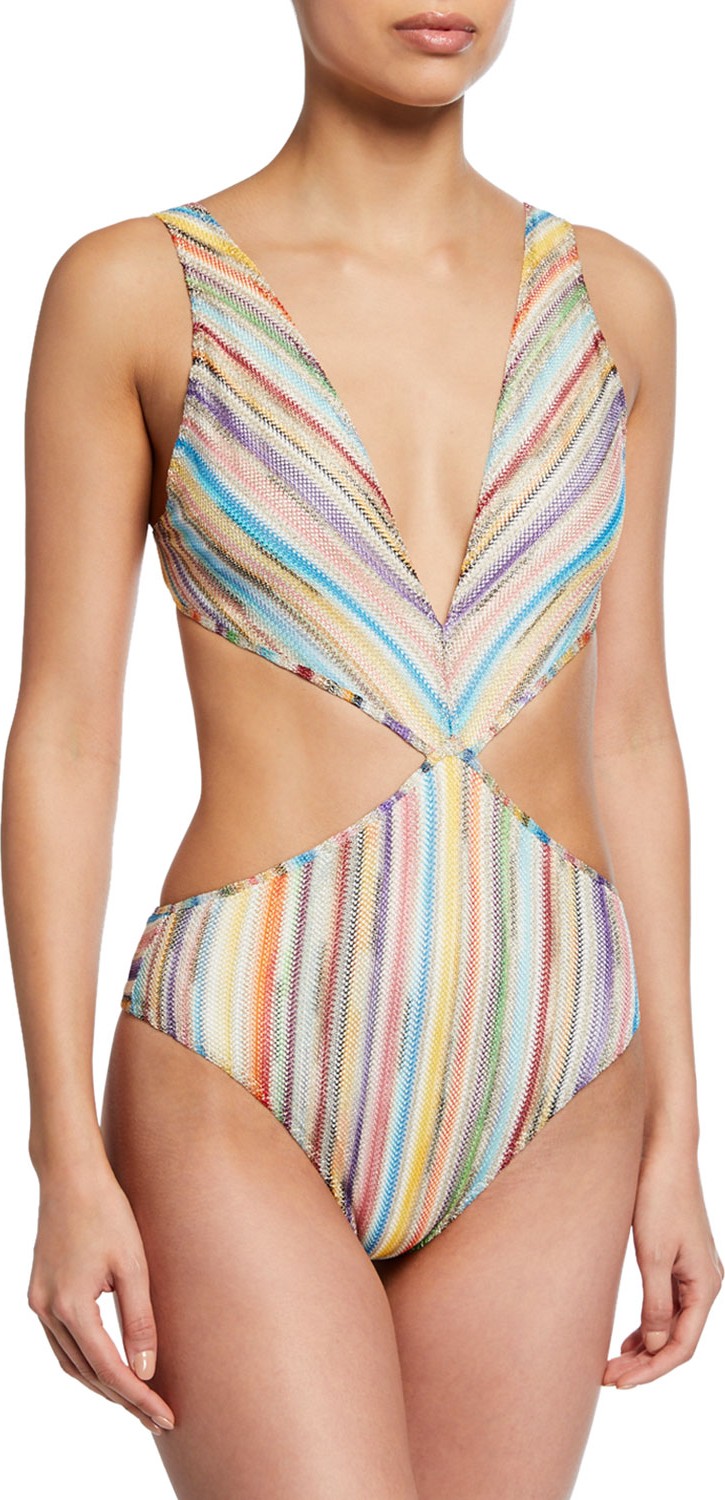 Missoni Plunging Knit Cutout One-Piece Swimsuit