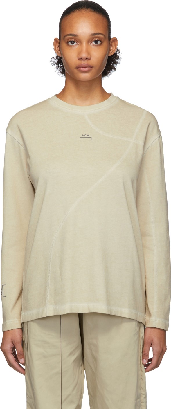 A-Cold-Wall* Taupe Core Mesh Logo Long Sleeve T-Shirt