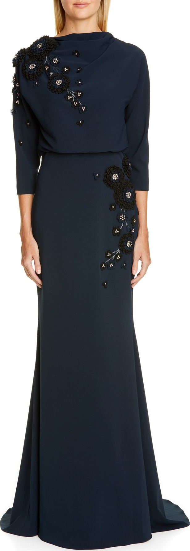 Badgley Mischka Badgley Mischka Couture Embellished Blouson Gown