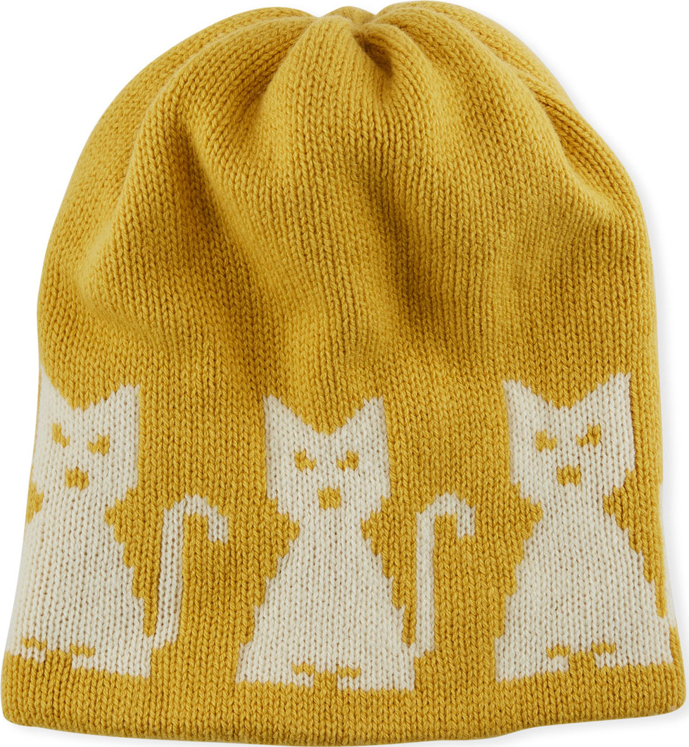 Moncler Wool-Cashmere Cat-Intarsia Beanie Hat