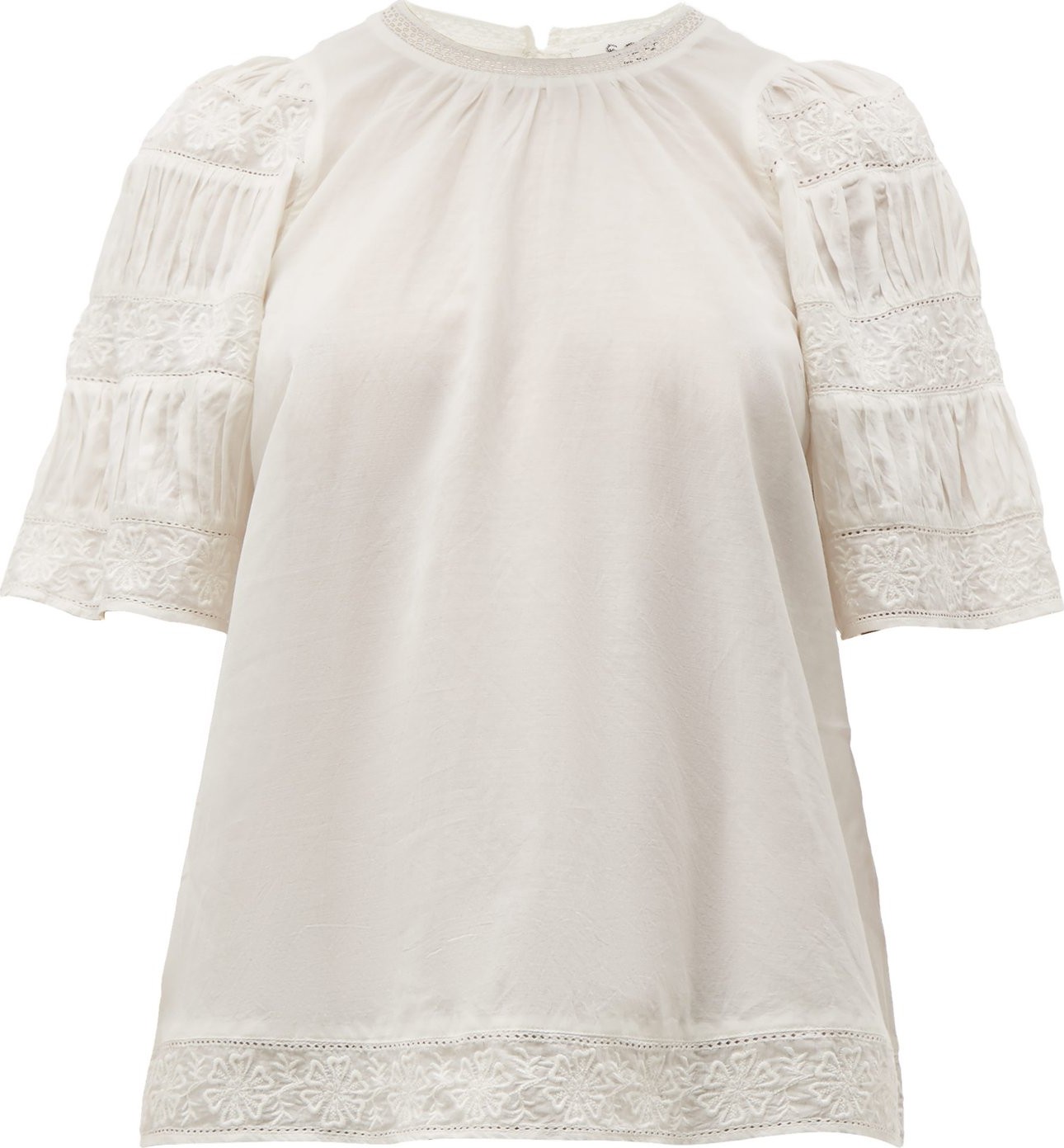 SEA Audrey puffed-sleeve cotton-blend top