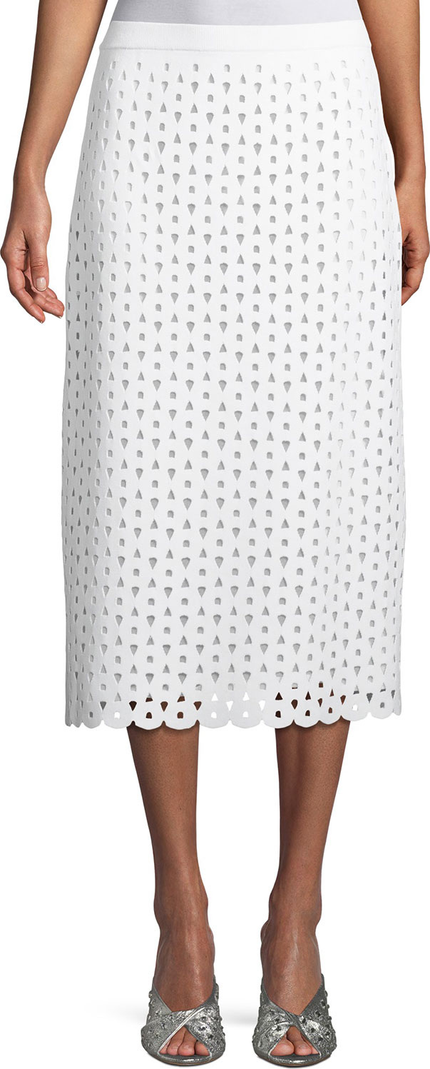 Derek Lam Straight Eyelet Midi Skirt