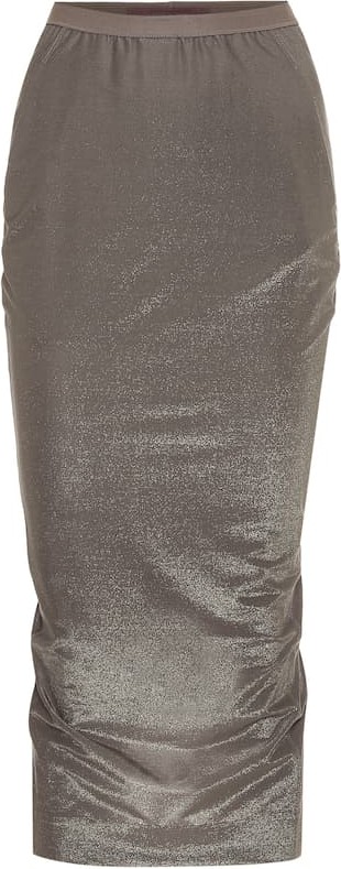 Rick Owens Lilies high-rise metallic midi skirt