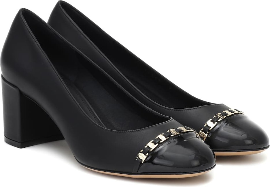 Salvatore Ferragamo Vara Chain leather pumps