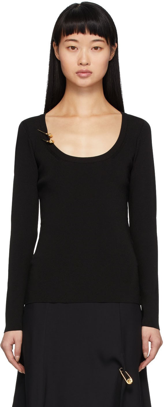 Versace Black Knit Safety Pin Pullover
