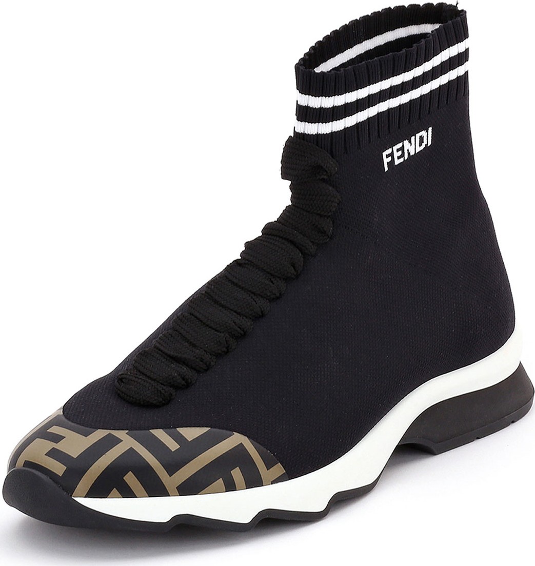 Fendi FF Mid-Top Sock Sneakers