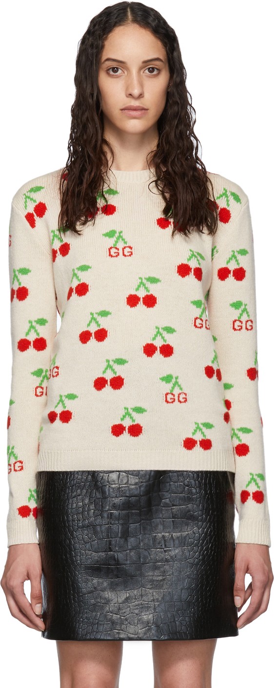 Gucci Beige Cherries Knit Sweater