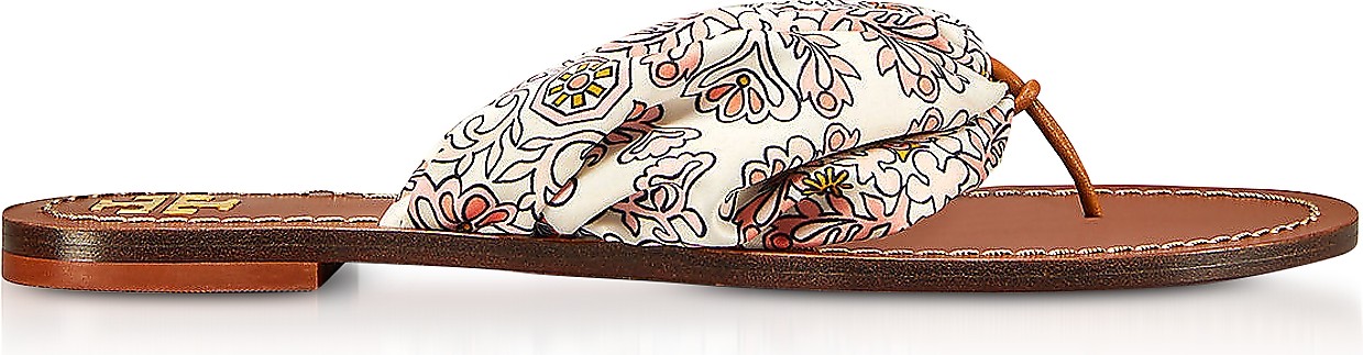 Tory Burch Carson Printed Satin Flat Sandals