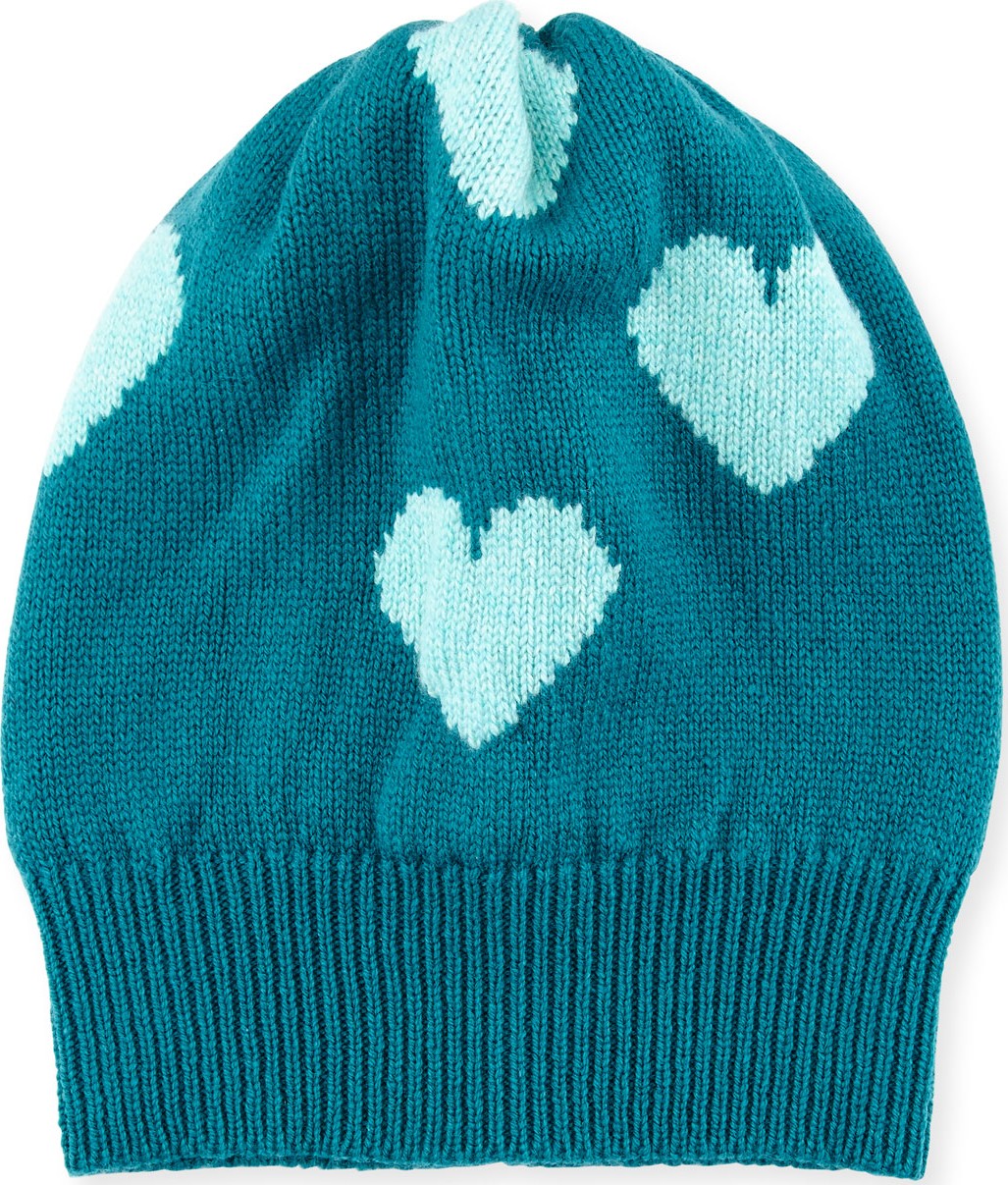 Rosie Sugden Cashmere Heart Beanie Hat, Jade/Turquoise