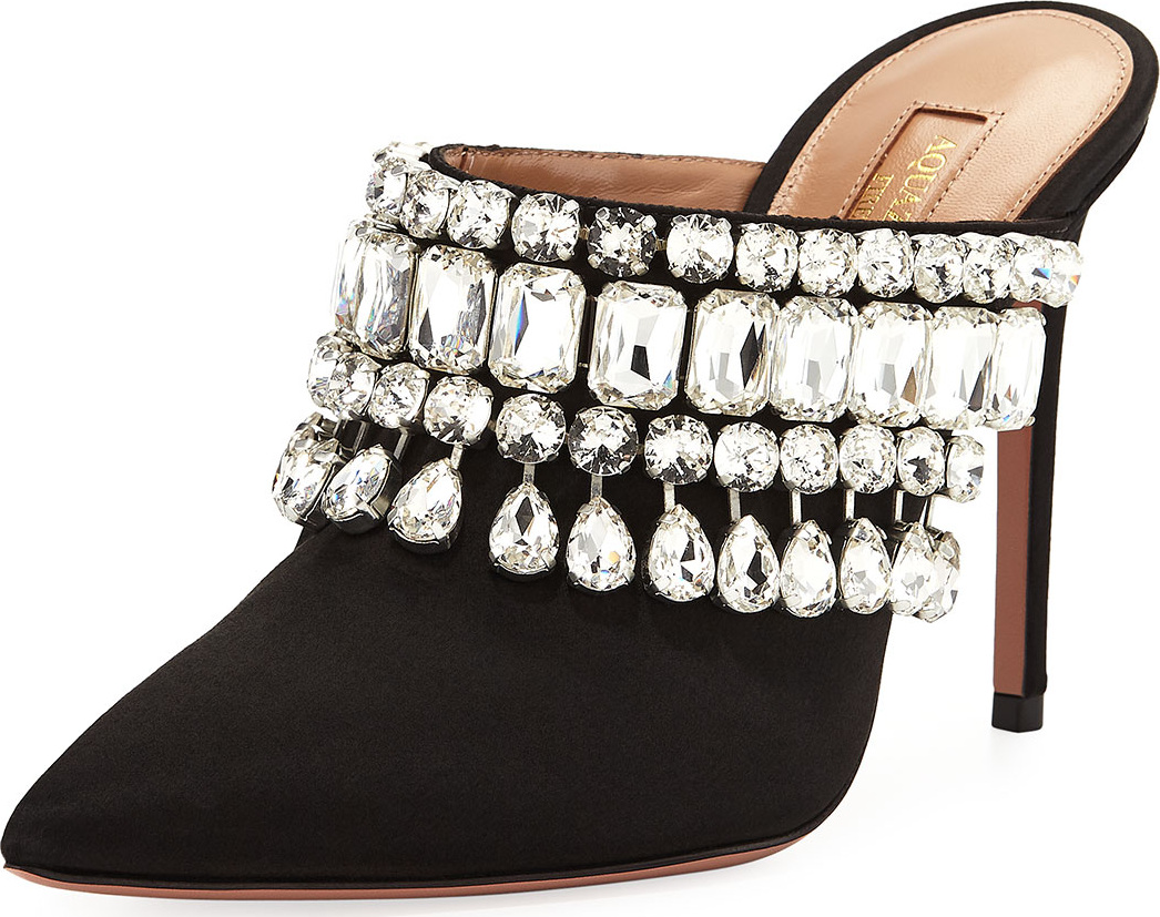 Aquazzura Gem Palace Satin Slide Mule