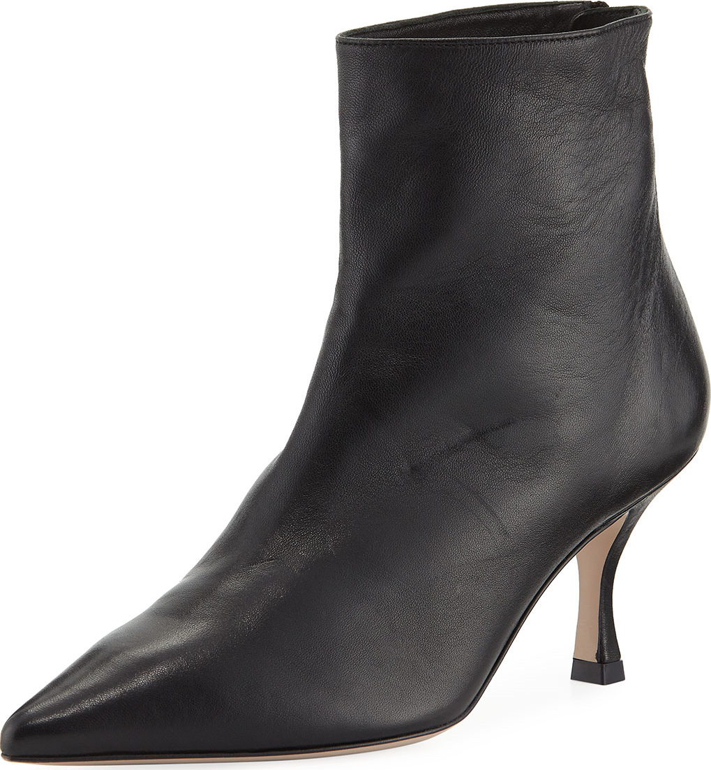 Stuart Weitzman Juniper Leather Mid-Heel Booties