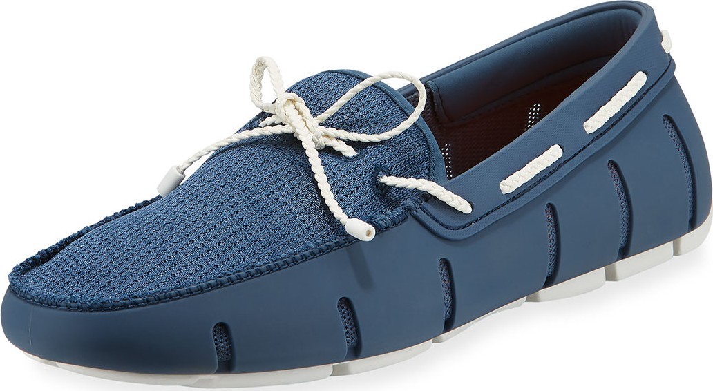 Swims Mesh & Rubber Braided-Lace Boat Shoes