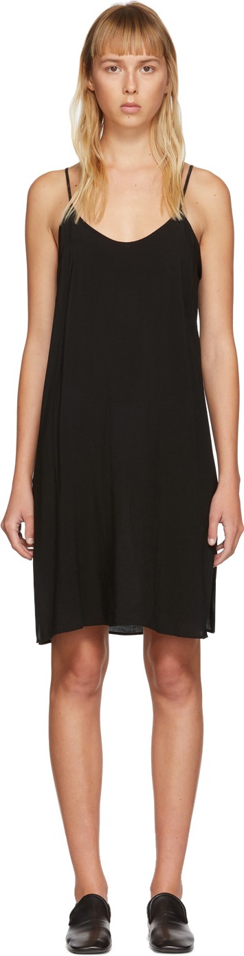Raquel Allegra Black Simple Slip Dress