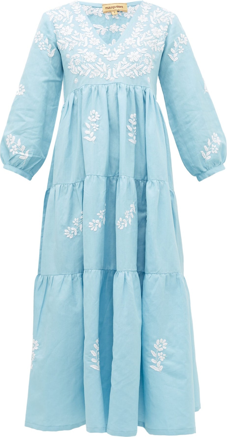 Muzungu Sisters Frangipani floral-embroidered tiered dress