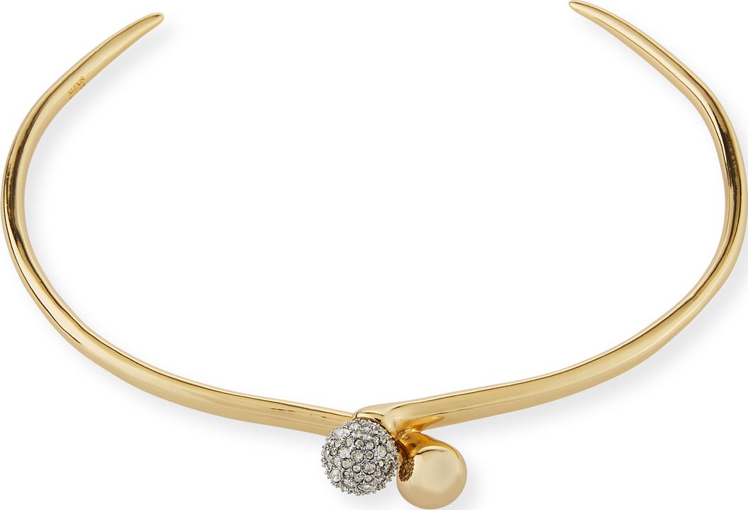 Alexis Bittar Narrow Choker Necklace with Pave Crystal Ball
