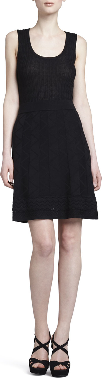 M Missoni Zigzag-Knit A-line Skirt, Black