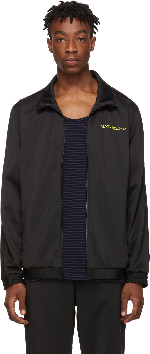 SATURDAYS NYC Black Everett Track Jacket