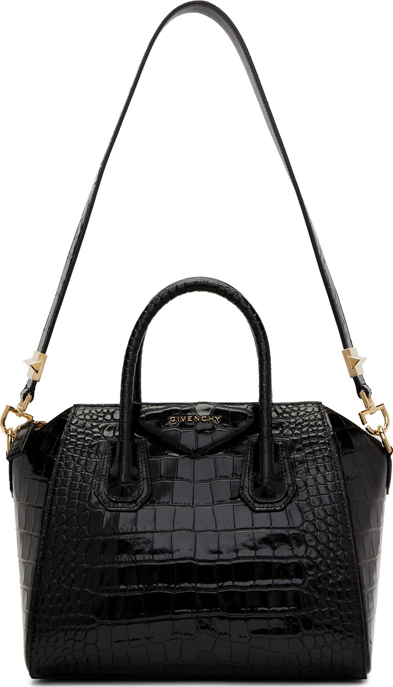 Givenchy Black Croc Small Antigona Bag