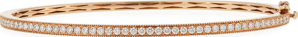 Memoire 18K Rose Gold Milgrain Diamond Bangle