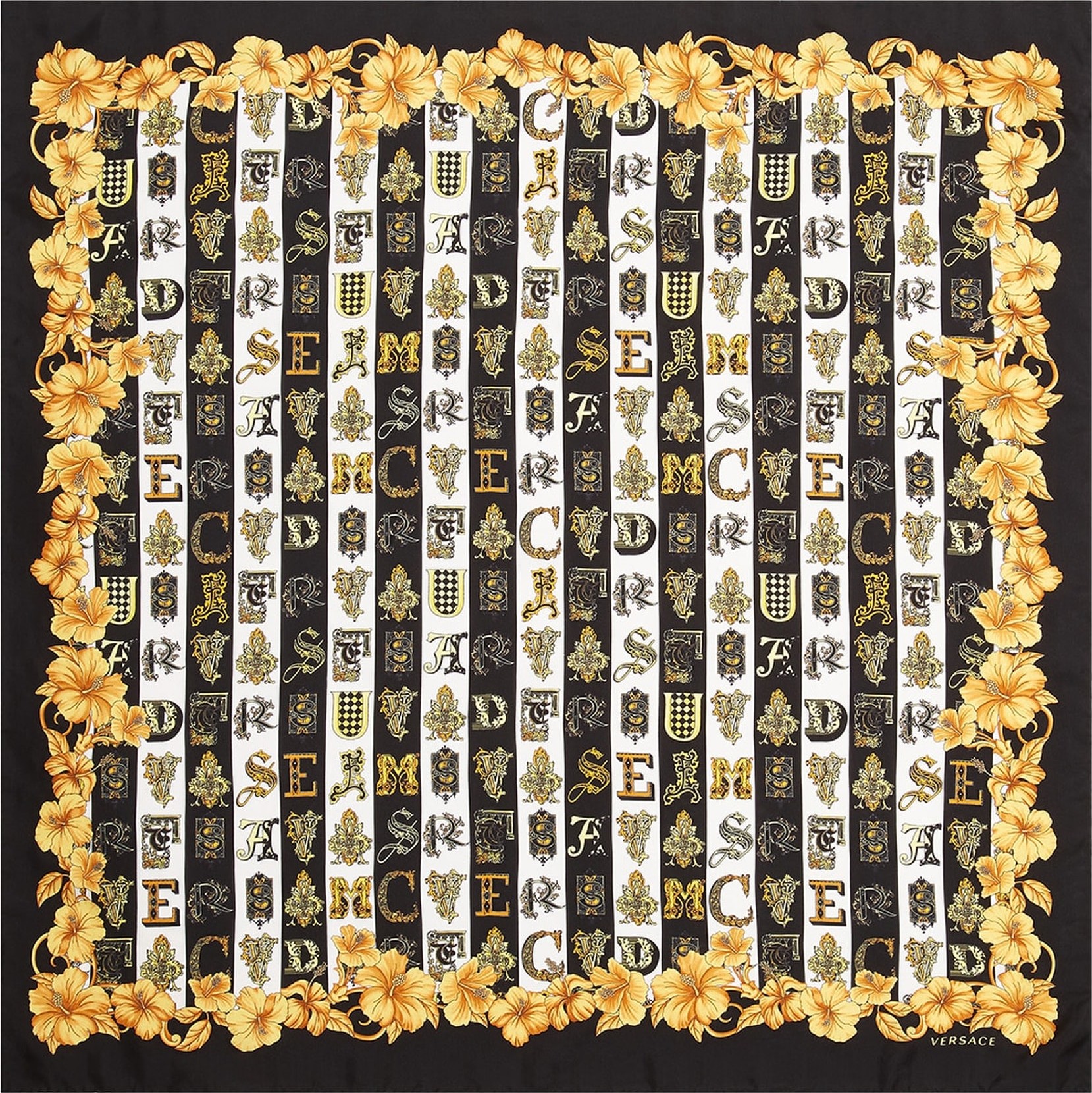 Versace First Line Logo Letters Silk Scarf