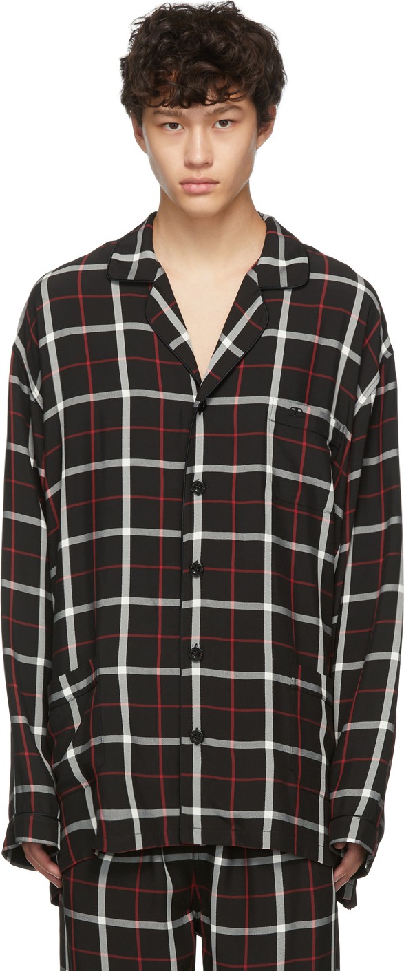 Balenciaga Black Check Pajama Shirt