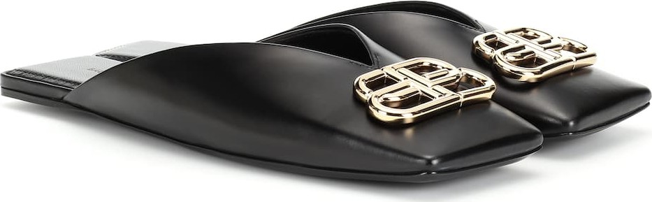 Balenciaga BB leather slippers