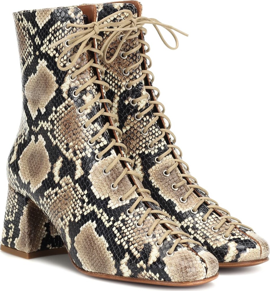 By Far Becca snake-effect leather ankle boots