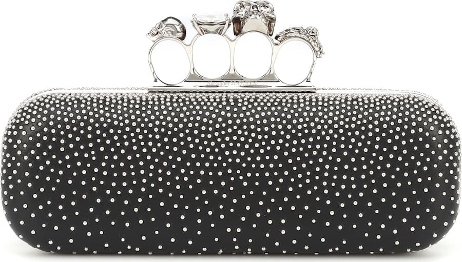 Alexander McQueen Four-ring leather clutch
