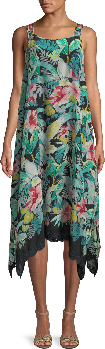 Johnny Was Lomi Georgette Tank Dress w/ Slip