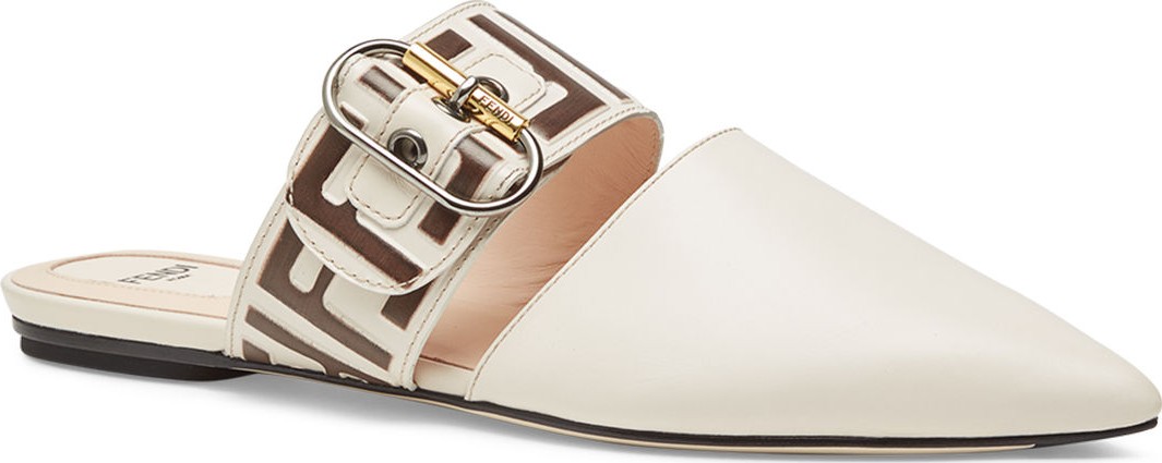 Fendi Leather Mules with FF Strap