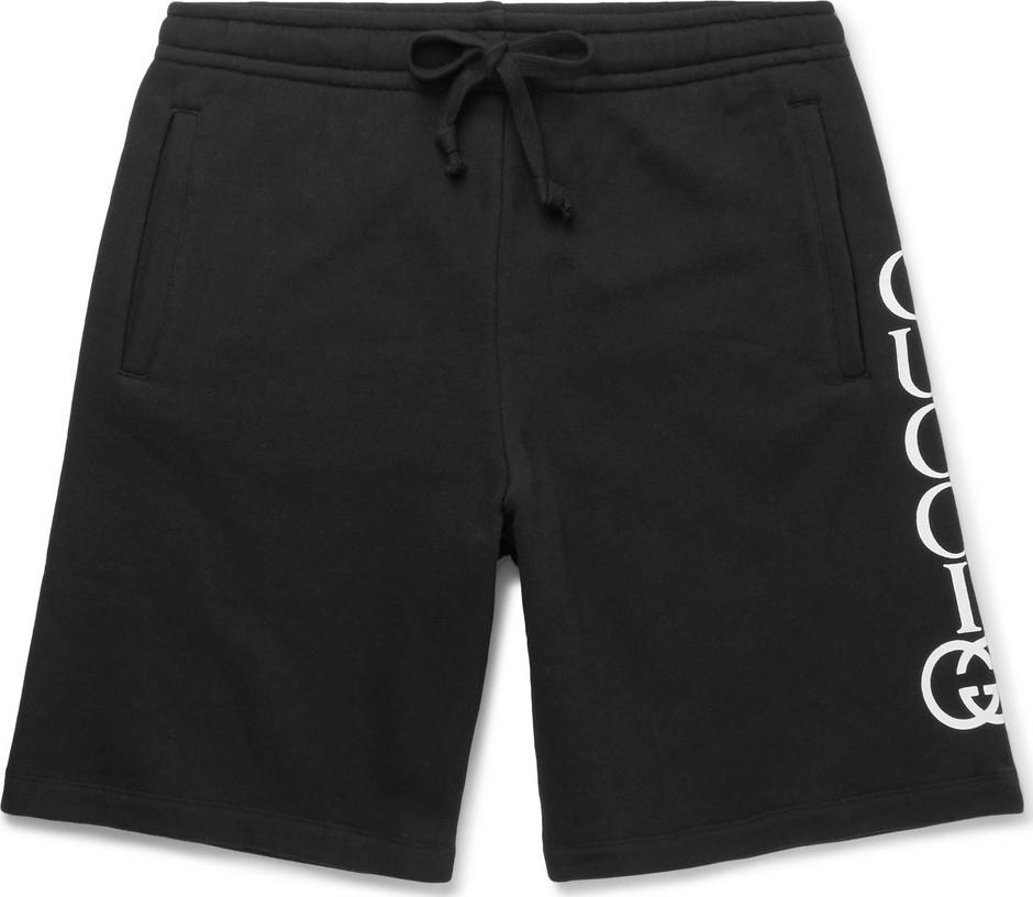 Gucci Wide-Leg Logo-Print Loopback Cotton-Jersey Drawstring Shorts