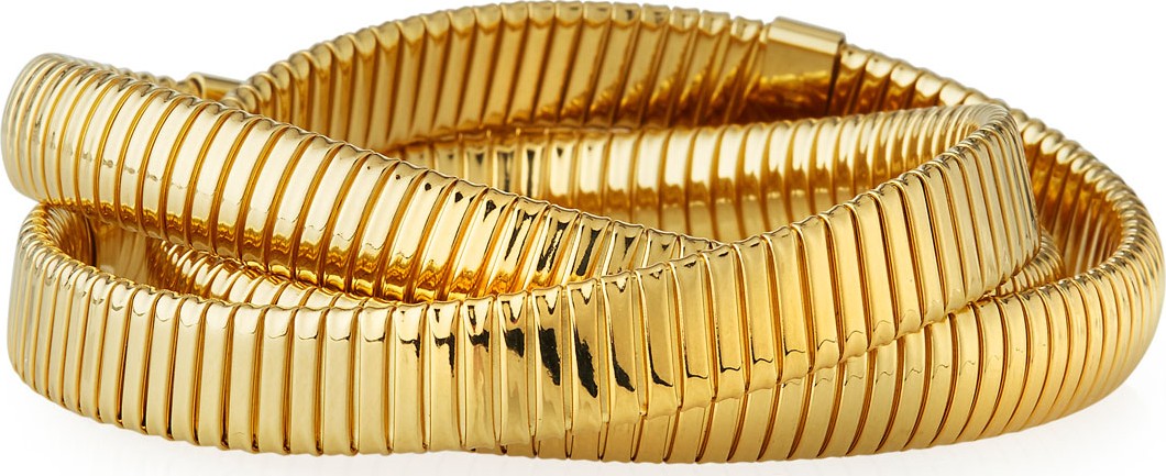 Alberto Milani Triple Tubogas Spring Rolling Gold Bracelet