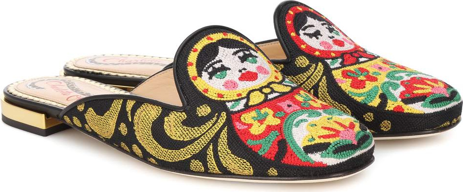 Charlotte Olympia Needlepoint matryoshka slippers