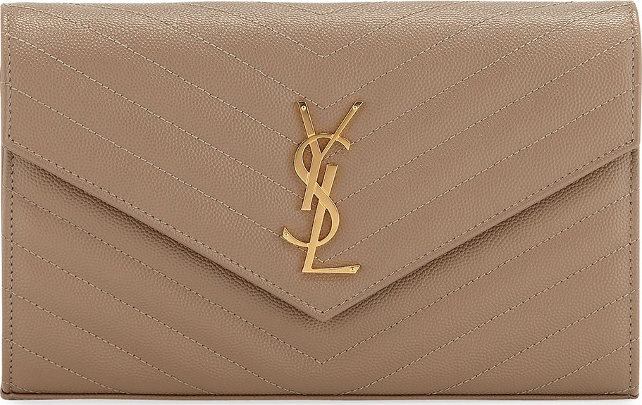 Saint Laurent Matelasse Monogram YSL Wallet on Chain