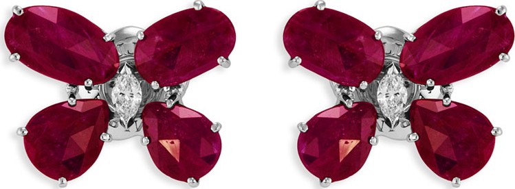 Staurino Fratelli Nature 18k White Gold Ruby Butterfly Earrings