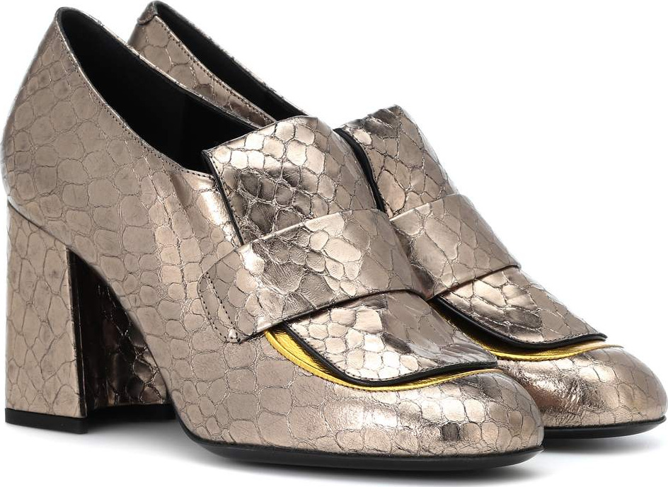 Dries Van Noten Metallic leather pumps