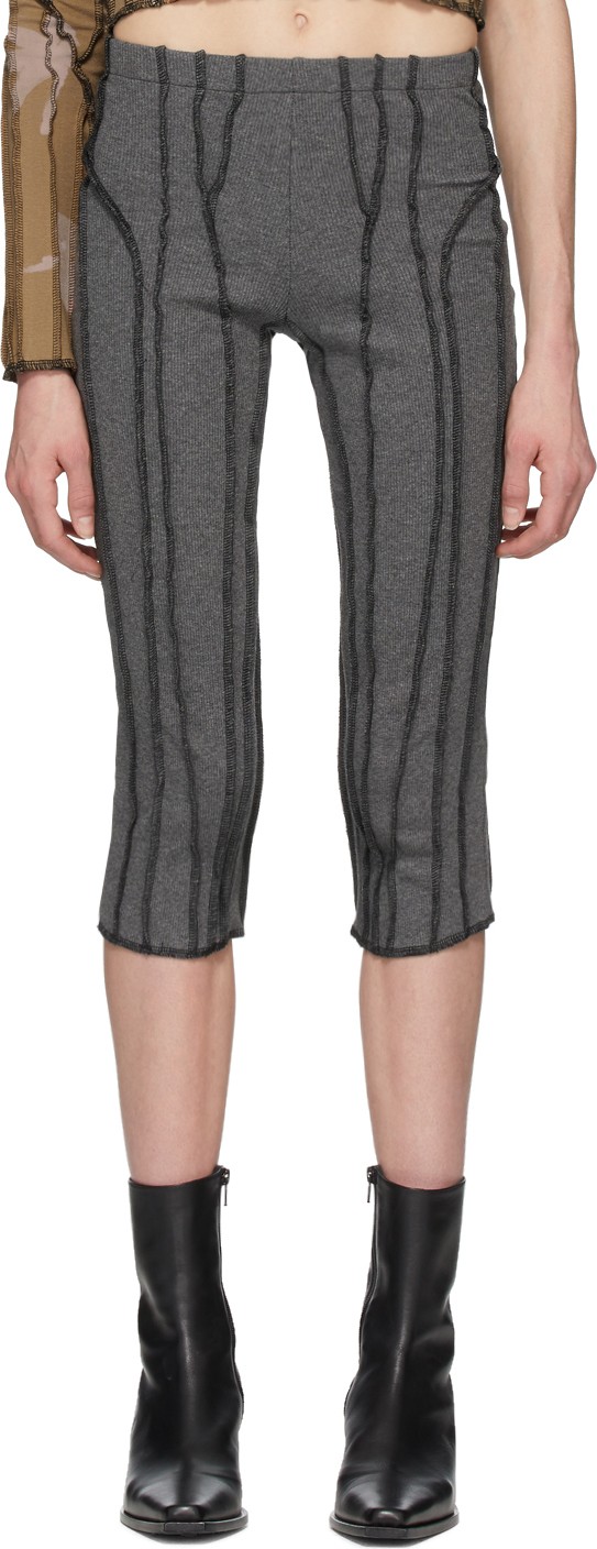 Helenamanzano Grey Capri 3D Stripe Lounge Pants
