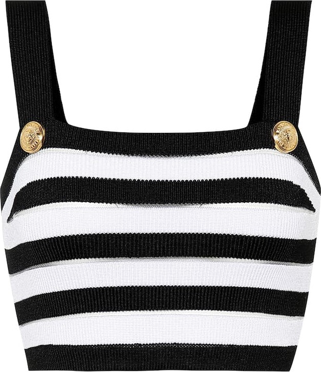 Balmain Striped knit crop top