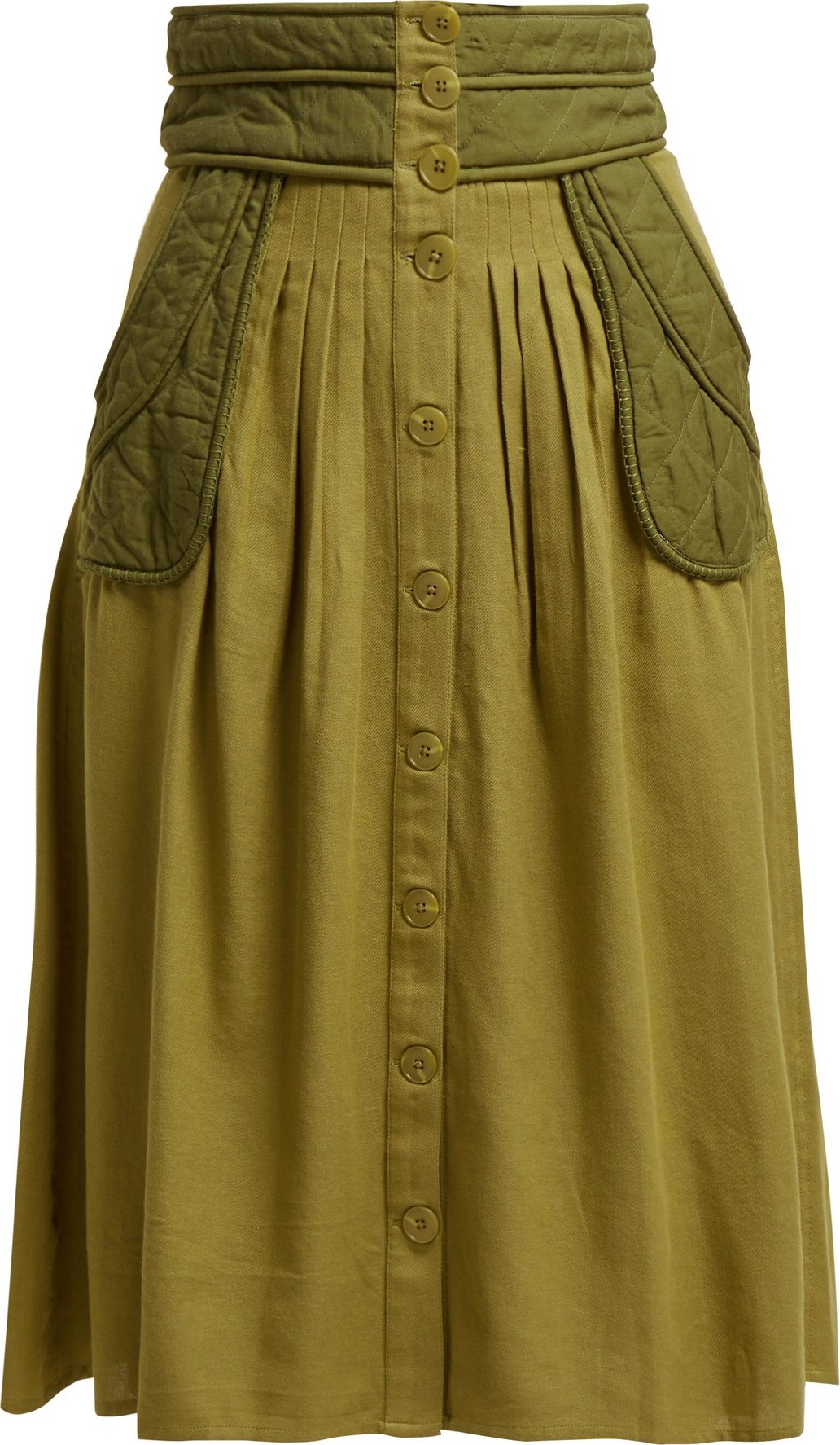 SEA O'Keefe quilted patch twill canvas midi skirt